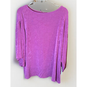 NWT Chico’s Women’s Pink Travel Knit Wide 3/4 Sleeve Tunic Blouse Shirt Size 3